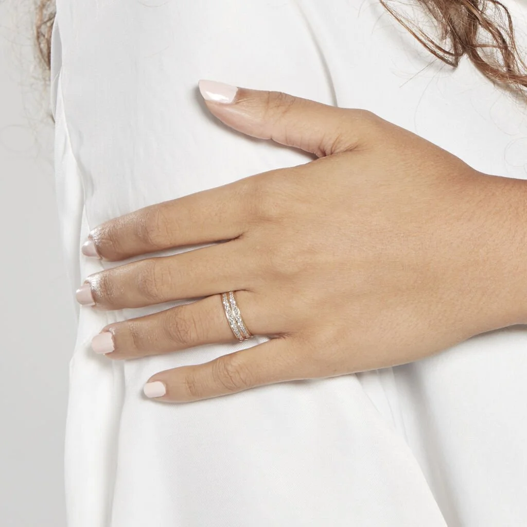 Histoire D'Or Alliance Clarisse 2 Rangs Diamantee Ruban Plat Or Bicolore 5 Histoire D'Or Alliance Clarisse 2 Rangs Diamantee Ruban Plat Or Bicolore – Image 5