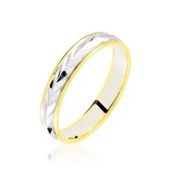 Histoire D'Or Alliance Epi Fantaisie Ruban Plat Or Bicolore