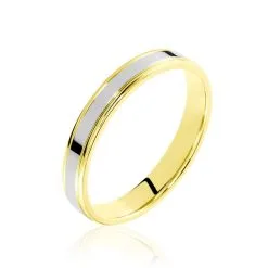 Histoire D'Or Alliance Beatrice Ruban Plat Or Bicolore