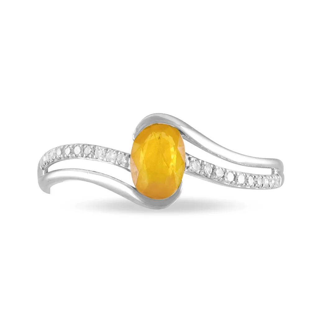 Histoire D'Or Bague Anja Or Blanc Citrine Et Diamant 2 Histoire D'Or Bague Anja Or Blanc Citrine Et Diamant – Image 2