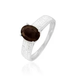 Histoire D'Or Bague Crista Or Blanc Quartz Et Diamant