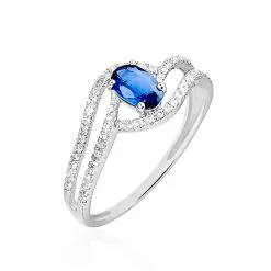 Histoire D'Or Bague Lyna Or Blanc Saphir Et Diamant