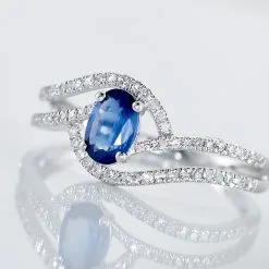 Histoire D'Or Bague Lyna Or Blanc Saphir Et Diamant -Promos Anneau Magasin B3DFBSB714 view3