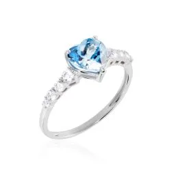 Histoire D'Or Bague Or Blanc Fany Topaze Oxydes De Zirconium