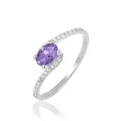 Histoire D'Or Bague Loriane Or Blanc Amethyste Et Oxyde De Zirconium
