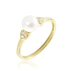 Histoire D'Or Bague Andromaque Or Jaune Perle De Culture Oxyde