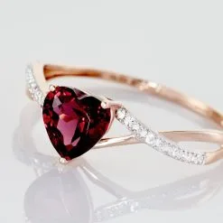 Histoire D'Or Bague Clothilde Or Rose Rhodolite Et Oxyde -Promos Anneau Magasin B3DFRAR012 view3