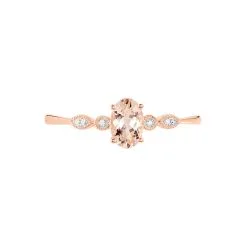 Histoire D'Or Bague Antonia Or Rose Morganite Et Oxyde De Zirconium -Promos Anneau Magasin B3DFRAS057 view1