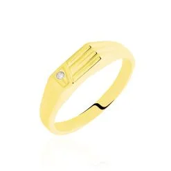 Histoire D'Or Chevaliere Or Jaune Rectangle Diamant