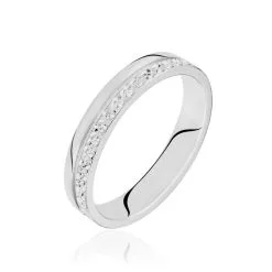 Histoire D'Or Alliance Sylvaincine Ruban Plat Or Blanc