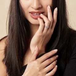 Histoire D'Or Alliance Fantaisie Ruban Bombé Or Blanc -Promos Anneau Magasin B7AFBW0334 model0