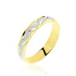 Histoire D'Or Alliance Clotilde Ruban Plat Or Bicolore