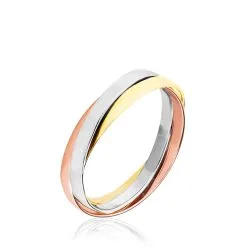 Histoire D'Or Alliance Entrelacee Ruban Plat Or Tricolore