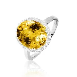 Histoire D'Or Bague Anna Or Blanc Citrine Et Diamant
