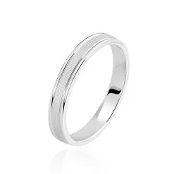 Histoire D'Or Alliance Aelyne Ruban Plat Argent Blanc