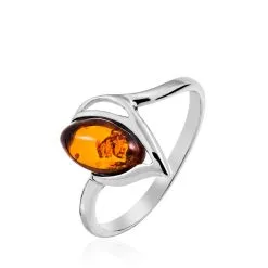 Histoire D'Or Bague Argent Blanc Nailla Ambre