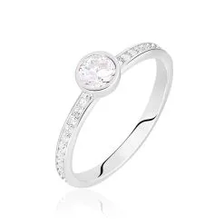 Histoire D'Or Bague Solitaire Mathylda Argent Blanc Oxyde De Zirconium