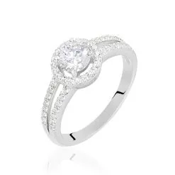 Histoire D'Or Bague Solitaire Titemae Argent Blanc Oxyde De Zirconium